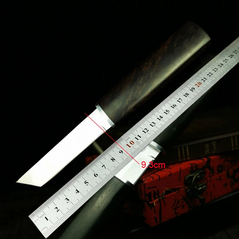 Japanese samurai ebony tactical straight knife high quality D2 steel sharp hunting knife outdoor tool knife gift knife