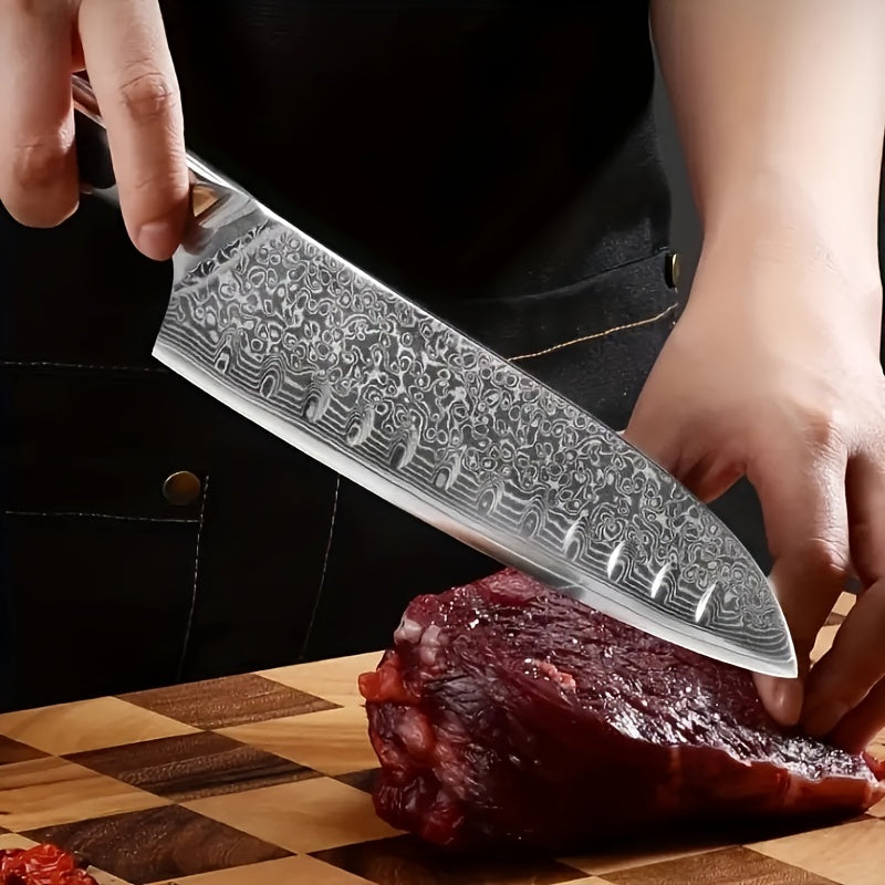 1pc, Damascus Chef Knife - Professional Kitchen Knife Set with Stainless Steel Blades for Effortless Slicing and Dicing