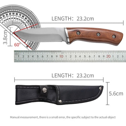1 pc 9.3 inch, imitation Damascus grain knife, high carbon stainless steel, solid wood handle, for outdoor camping hunting barbe
