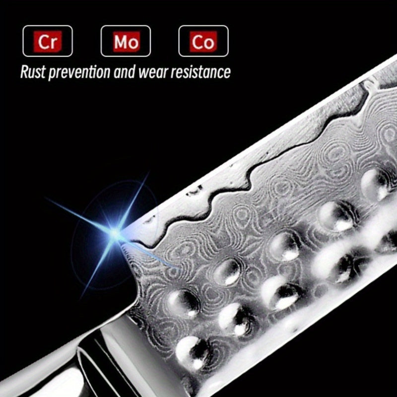 1pc Damascus Steel Pattern 5" Steak Knife, Sharp Fruit Knife
