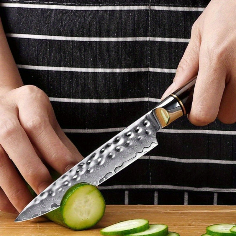 1pc Damascus Steel Pattern 5" Steak Knife, Sharp Fruit Knife