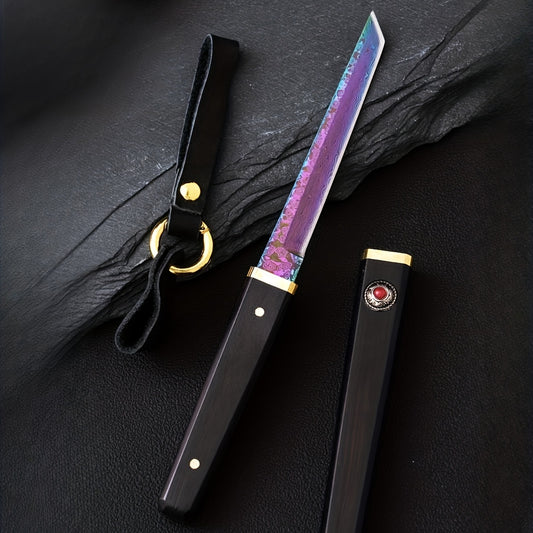 1pc Damascus Steel Outdoor Knife, Fruit Knife, Meat Mongolian Knife, High Hardness Mini Knife Sharp Tool