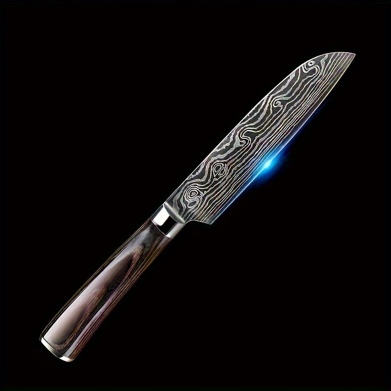 Damascus Patterned Chef's Knife, Stabbing Knife, Stainless Steel Kitchen Knife, Household Fruit Knife, Paring Knife, Kitchen Stuff
