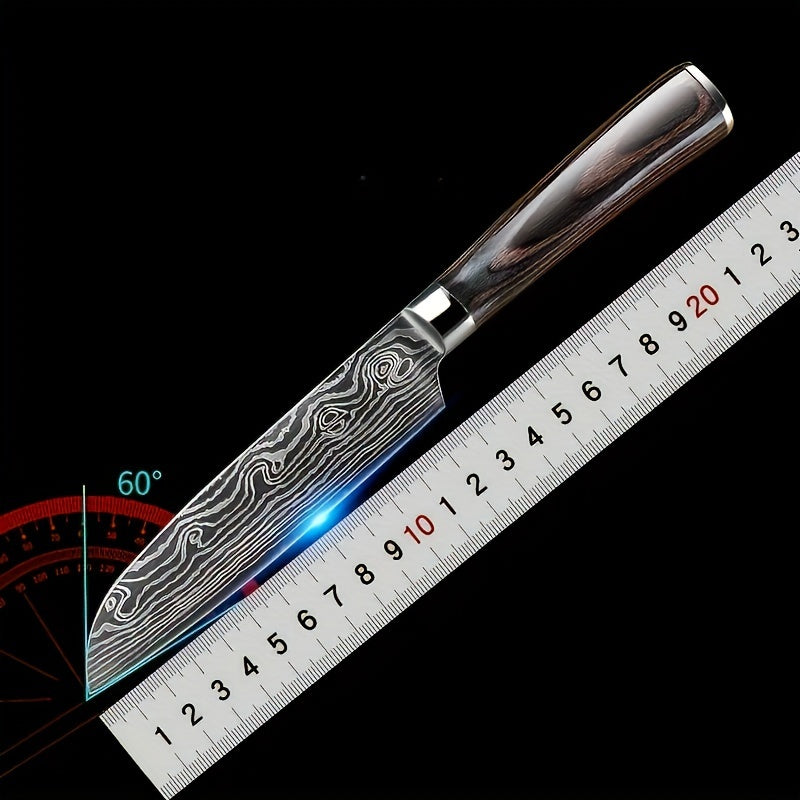 Damascus Patterned Chef's Knife, Stabbing Knife, Stainless Steel Kitchen Knife, Household Fruit Knife, Paring Knife, Kitchen Stuff