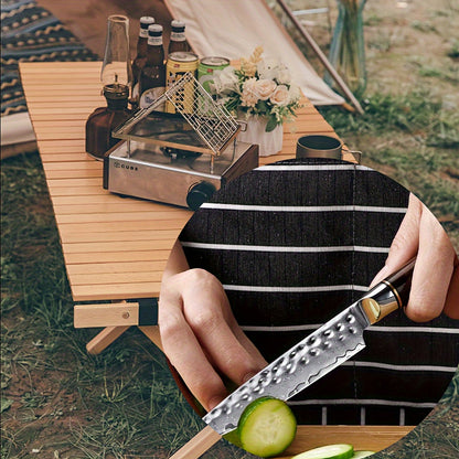 1pc Damascus Steel Pattern 5" Steak Knife, Sharp Fruit Knife
