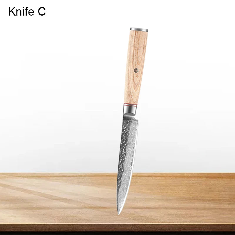 5inch Utility Knives 67-layers Damascus Steel Sharp Japanese Fish Filleting Knife Kitchen Cleaver Boning Knife for Fruit Meat