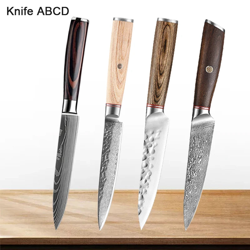 5inch Utility Knives 67-layers Damascus Steel Sharp Japanese Fish Filleting Knife Kitchen Cleaver Boning Knife for Fruit Meat