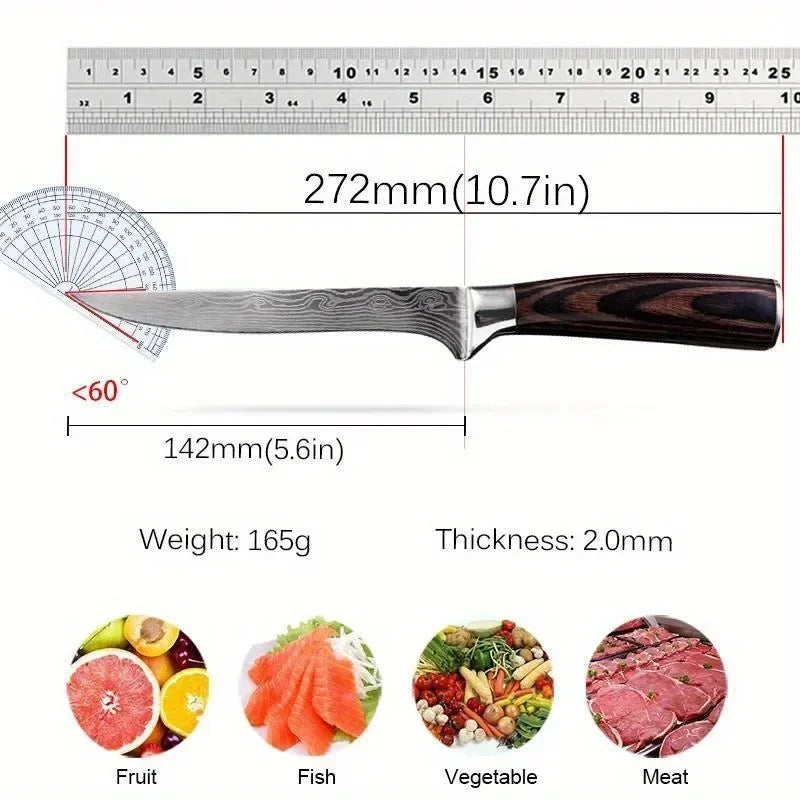 6inch Damascus Boning Knife Stainless Steel Kitchen Chef Knives for Meat Cutting Butcher Knife with Sheath Kitchen Accesories