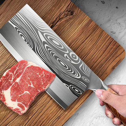 8 inch Kitchen Knife Professional Chef Knife Stainless Steel Damascus Laser Meat Cleaver Slicing Knife Kitchen Accessories