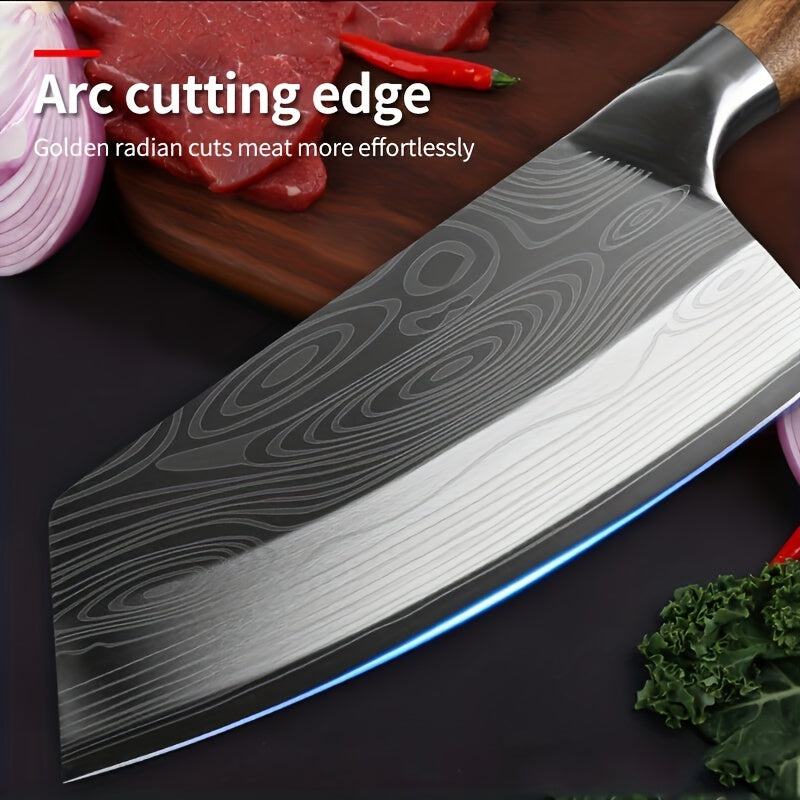 1pc Stainless Steel Asian Chef's Knife, Damascus Meat And Vegetable Cutting Knife, Household Kitchen Chef's Knife, Kitchen Stuff Kitchen Accessories Home Kitchen Items