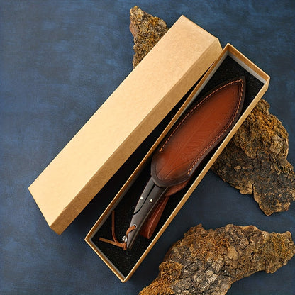 1pc, Feather Pattern Knife, Household Fruit Knife, Steak Knife, Camping Lamb Knife, Barbecue Meat Knife, Cleaver Knife, Meat Butcher Knife, Damascus Steel Feather Knife For Outdoor Camping Picnic, Kitchen Stuff