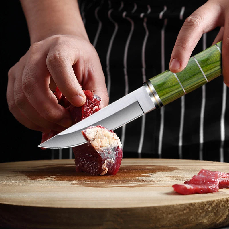 Boning Knife Meat Cleaver Stainless Steel Kitchen Mongolian Hand Meat Fruit Knife Roasted Whole Lamb Steak Knife with Cover
