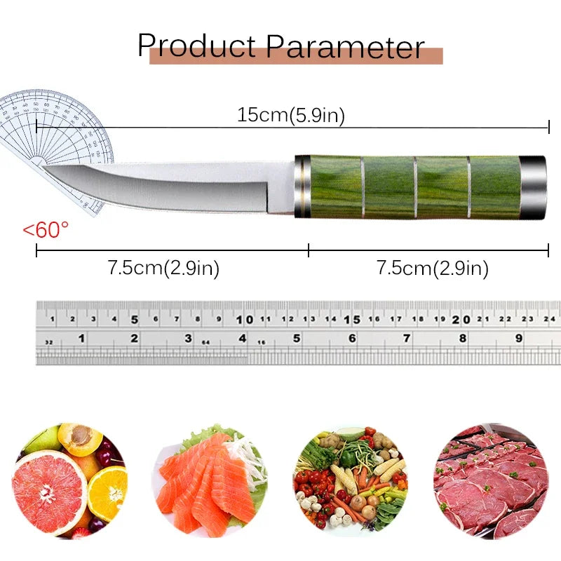 Boning Knife Meat Cleaver Stainless Steel Kitchen Mongolian Hand Meat Fruit Knife Roasted Whole Lamb Steak Knife with Cover