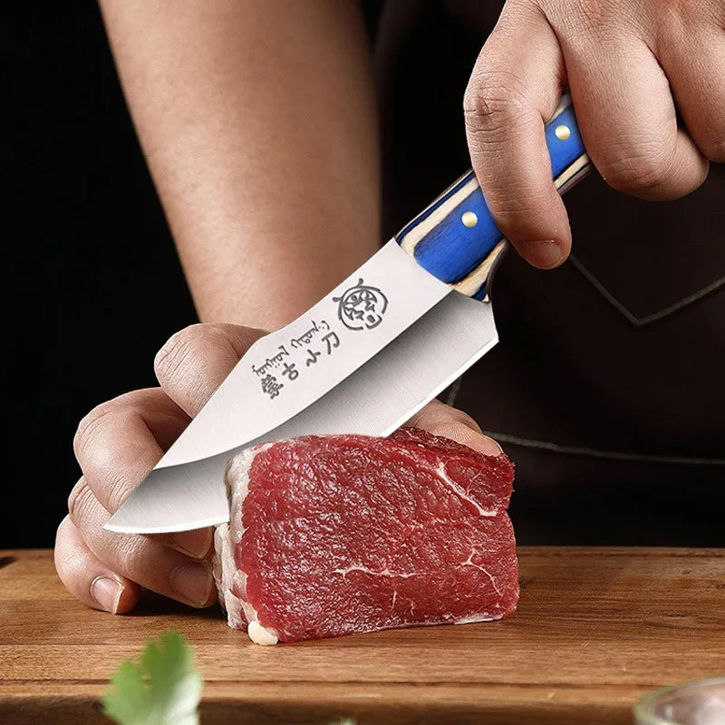 Butcher's Boning Knife Stainless Steel Mongolia Meat Cleaver Barbecue Knife Kitchen Knives Sharp Vegetable Fruit Knife BBQ