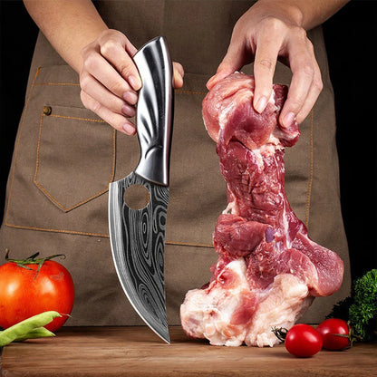 Damascus Pattern Kitchen Cleaver Meat Knife Butcher Utility Boning Knife Chicken Bone Kitchen Shears For Cooking Utensils