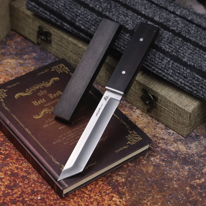 Japanese samurai ebony tactical straight knife high quality D2 steel sharp hunting knife outdoor tool knife gift knife