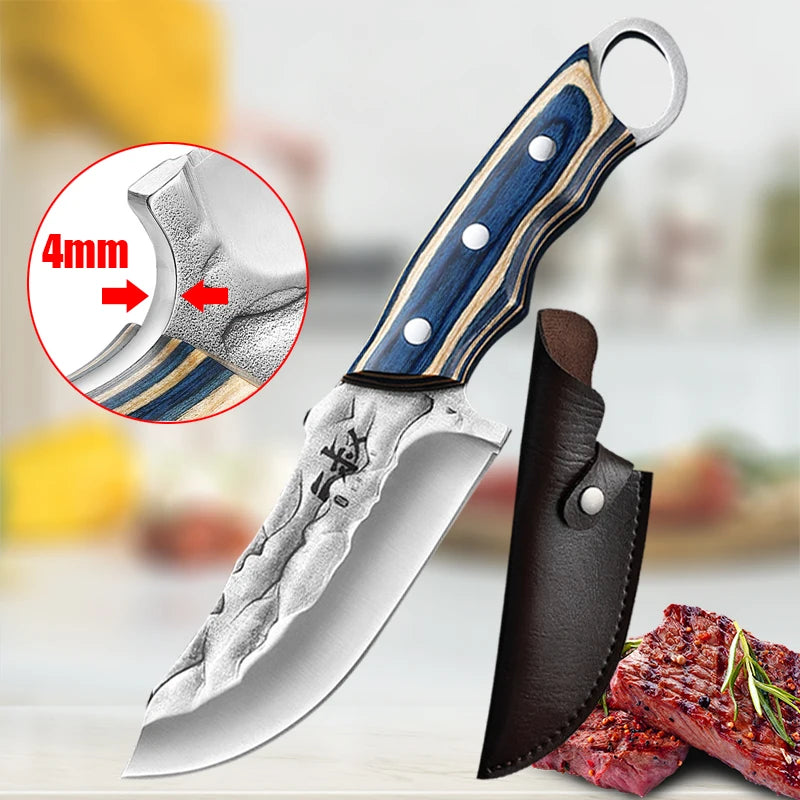 Knife Forged Boning Knife Stainless Steel Meat Cleaver Slicing Knife Sharp Butcher Knife