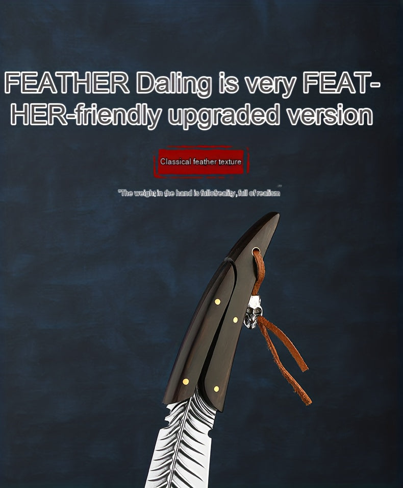1pc, Feather Pattern Knife, Household Fruit Knife, Steak Knife, Camping Lamb Knife, Barbecue Meat Knife, Cleaver Knife, Meat Butcher Knife, Damascus Steel Feather Knife For Outdoor Camping Picnic, Kitchen Stuff