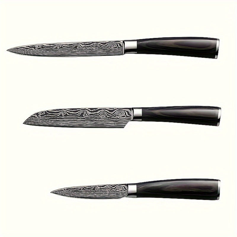 Damascus Patterned Chef's Knife, Stabbing Knife, Stainless Steel Kitchen Knife, Household Fruit Knife, Paring Knife, Kitchen Stuff