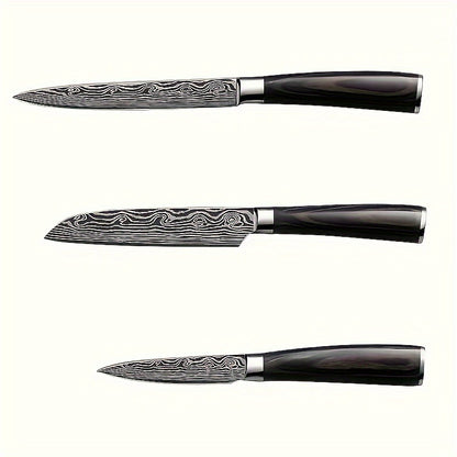 Damascus Patterned Chef's Knife, Stabbing Knife, Stainless Steel Kitchen Knife, Household Fruit Knife, Paring Knife, Kitchen Stuff