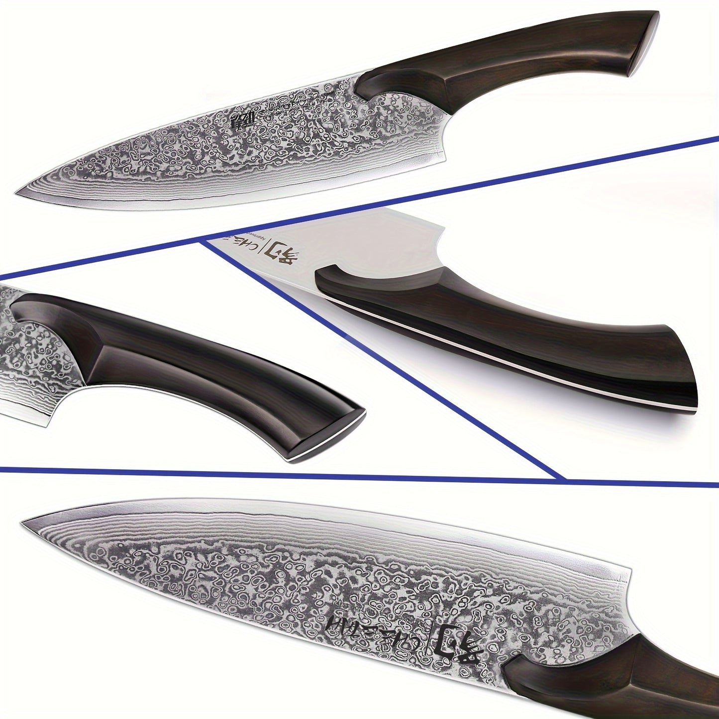 1pc, Cleaver Knife, Damascus Steel Chinese Chef Knife, Sharp Chopping Knife For Meat Vegetable (Cheetah Series, W/Ebony Wood Handle), Kitchen Utensils, Kitchen Supplies, Kitchen Accessories, Kitchen Stuffs