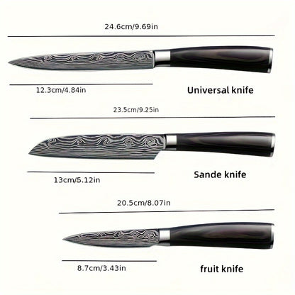 Damascus Patterned Chef's Knife, Stabbing Knife, Stainless Steel Kitchen Knife, Household Fruit Knife, Paring Knife, Kitchen Stuff