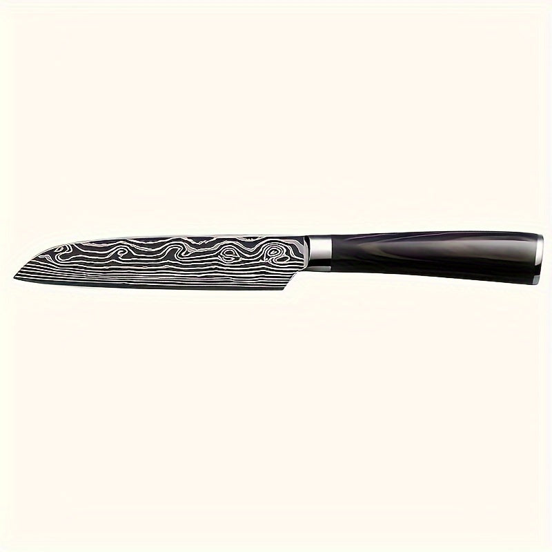 Damascus Patterned Chef's Knife, Stabbing Knife, Stainless Steel Kitchen Knife, Household Fruit Knife, Paring Knife, Kitchen Stuff