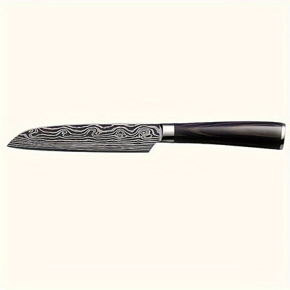 Damascus Patterned Chef's Knife, Stabbing Knife, Stainless Steel Kitchen Knife, Household Fruit Knife, Paring Knife, Kitchen Stuff